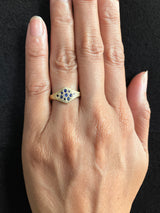 Large Forged Sapphire Ring in 18k gold on hand