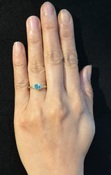 Forged Cushion Cut Blue Zircon Ring in 18k gold