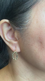 Oval Pebble Black Diamond Dangle Earrings