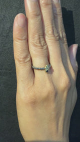 Skinny Pebbles Ring with sapphire and diamonds