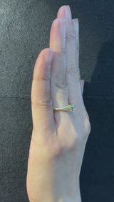 Forged Trillion Cut Blue Zircon Ring in 18k gold