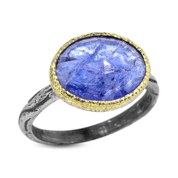 Cactus Texture Ring with Free-Form Tanzanite