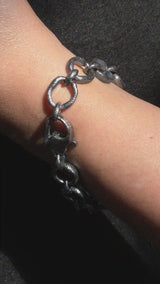 Primal Shapes Flat Link Bracelet in Oxidized Silver