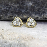 Dew Pond Three Diamond Stud Earrings in 18k Gold
