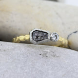 Skinny Pebbles Geo-Cut Salt and Pepper Diamond Ring