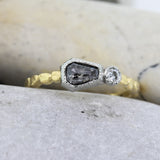 Skinny Pebbles Geo-Cut Salt and Pepper Diamond Ring