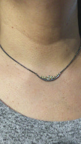 Wavy Pebbles Bar Necklace with Diamonds
