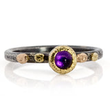 Textured Pebbles Round Amethyst Ring
