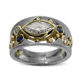 Custom River Pebbles Marquise Diamond Ring
