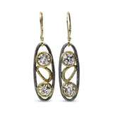 Custom open oval dangle earrings with diamonds