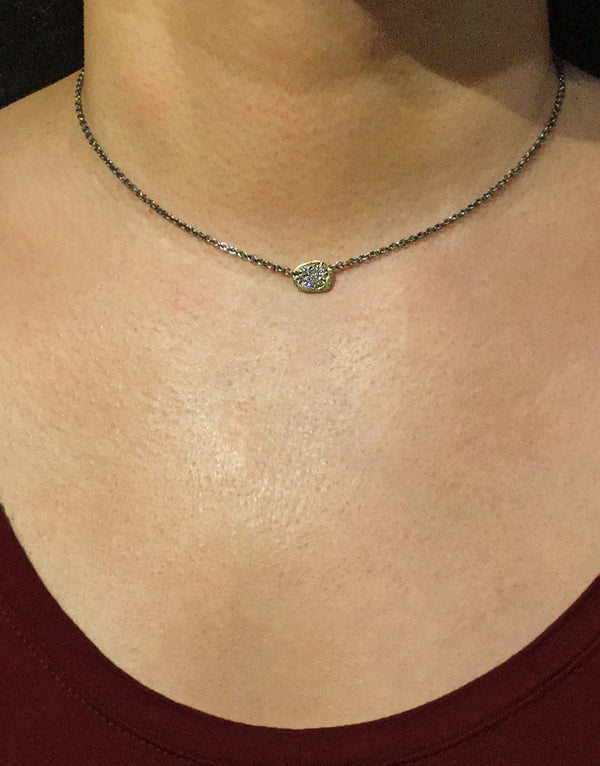 Dew Pond Diamond Necklace on neck