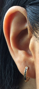 18ky Gold Hinged Hoop Earrings model ear