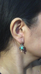 Cascading Pebbles Dangle Earrings with opal and diamonds