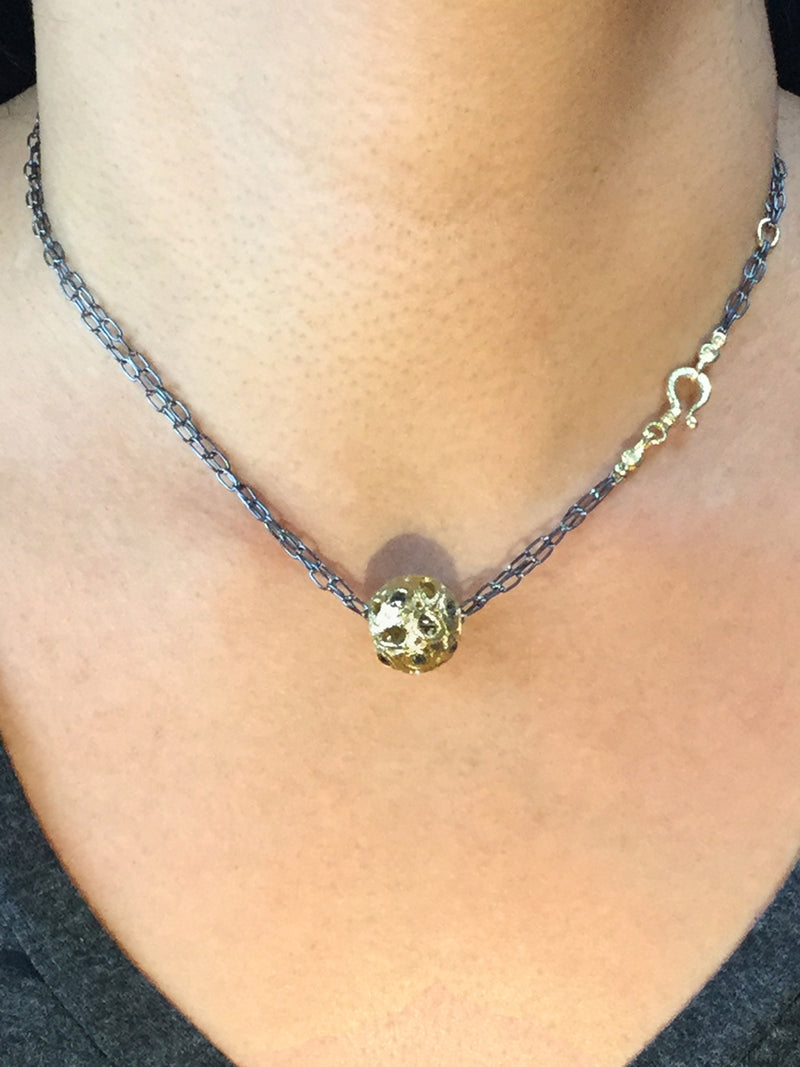 Orb Diamond Pendant on neck
