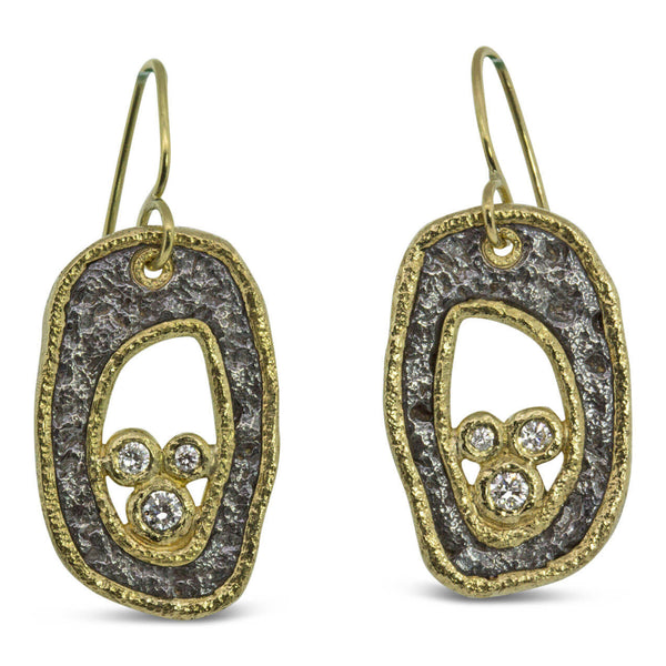Open Free-form Diamond Pebble Earrings