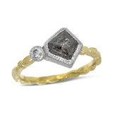 Skinny Pebbles Ring with Geo cut salt & pepper diamond