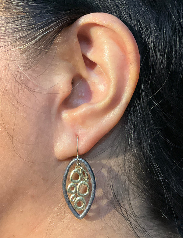 Dangling Open Pebble Earrings