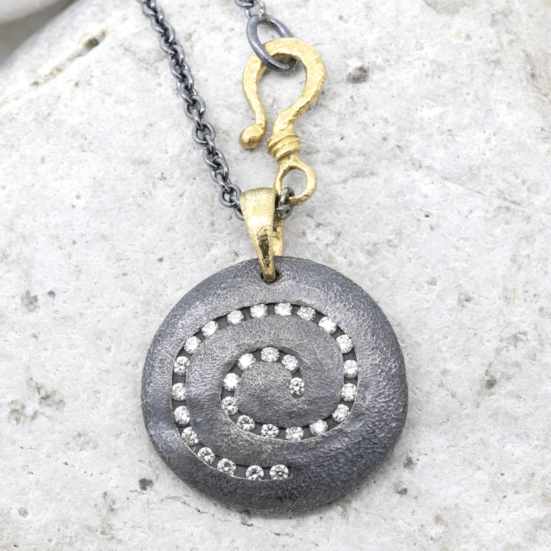 Round Spiral Diamond Pendant