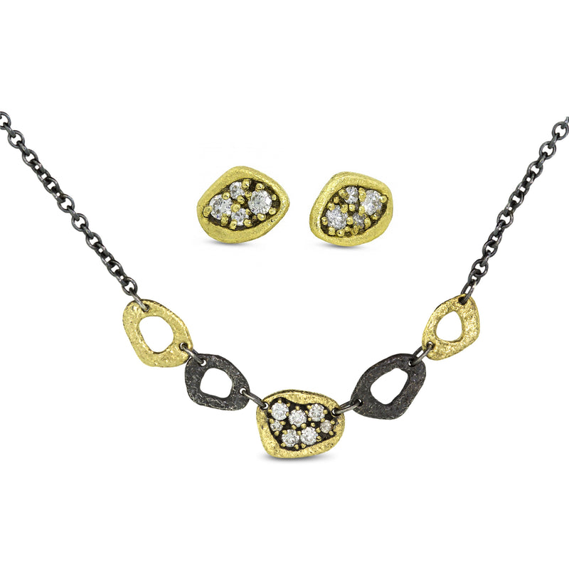 Dew Pond Linked Necklace with Diamonds