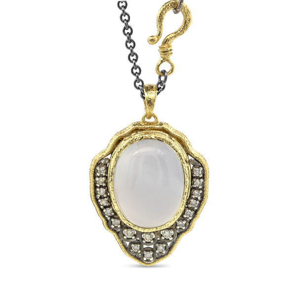 Custom Grey Moonstone Pendant with diamonds