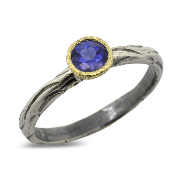 Woodgrain Ring with Sapphire