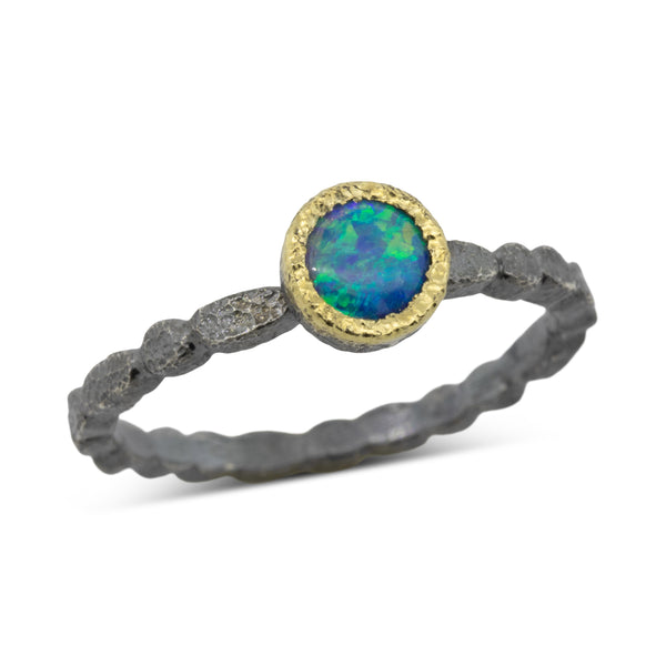 Skinny Pebbles Ring with Opal
