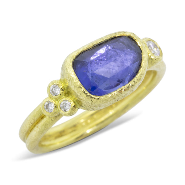Delicate Double Band with Free-form Sapphire