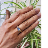 Delicate Double Band with Free-form Sapphire