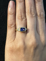 Delicate Double Elongated Cushion Cut Tanzanite Ring