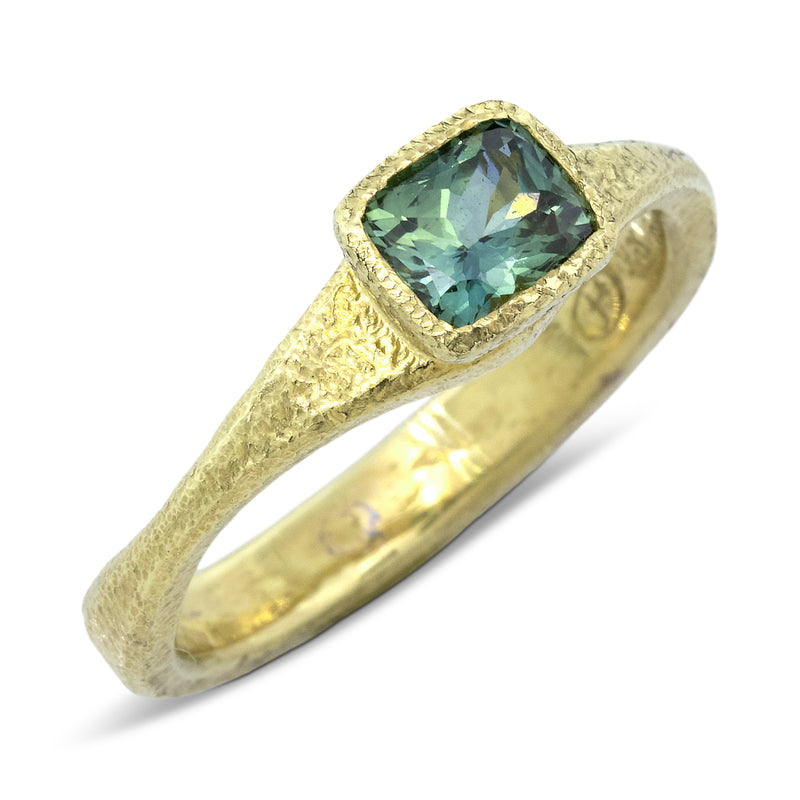 Forged Ring with Green Sapphire