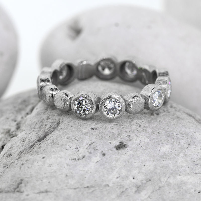 Custom Pebbles and Diamond Band in Palladium