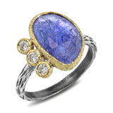Cactus Texture Ring with Free-Form Tanzanite and Diamonds
