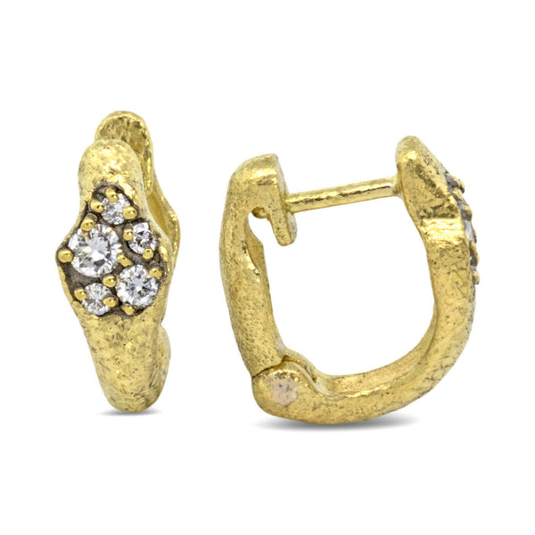 Dew Pond Diamond Hinged Hoop Earrings in 18k gold