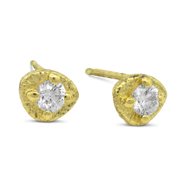 Diamond Pebble Stud Earrings in 18k yellow gold