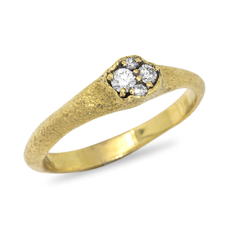 Dew Pond Diamond Signet Ring in 18k gold