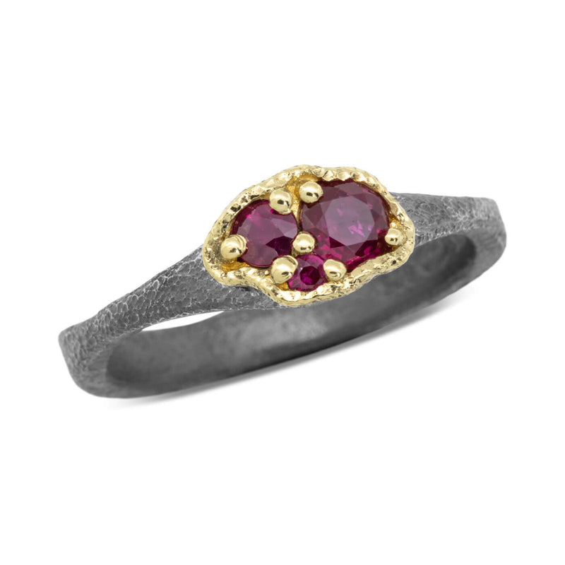Edwardian Three Stone Ruby and Diamond Cluster Ring – Andria Barboné Jewelry