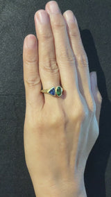 Duo Signet Ring with tourmaline and sapphire