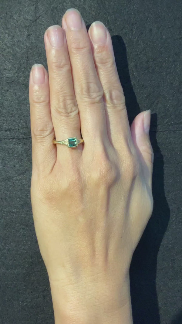 Forged Ring with Green Sapphire