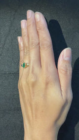 Duo Signet Ring with oval emerald and round sapphire