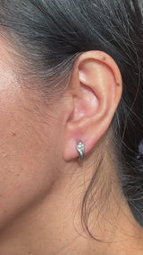 Dew Pond Diamond Hinged Hoop Earrings in 14k white gold