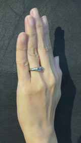 Duo Signet Ring with pear cut aquamarine and round tanzanite