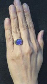 Delicate Double Band ring with free form tanzanite