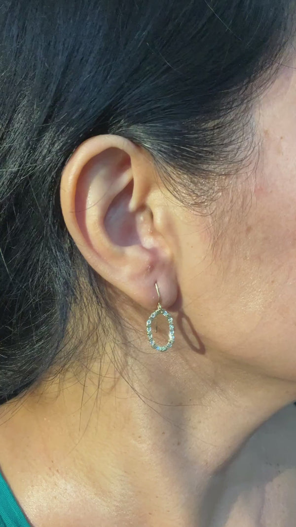 Oval Pebble Diamond Dangle Earrings