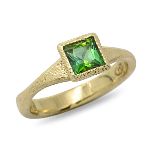 Forged Blue-Green Tourmaline Ring