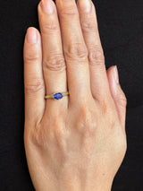 Sapphire Signet Ring in 18k gold on hand