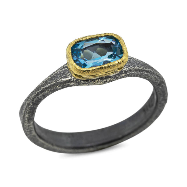 Blue Topaz Forged Ring