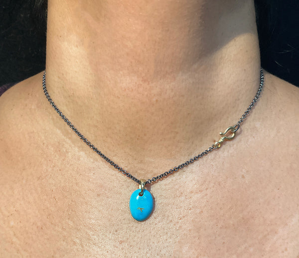 Kingman Mine Turquoise Pendant on neck