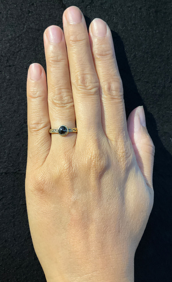 Wavy Watery Round Black Diamond Ring