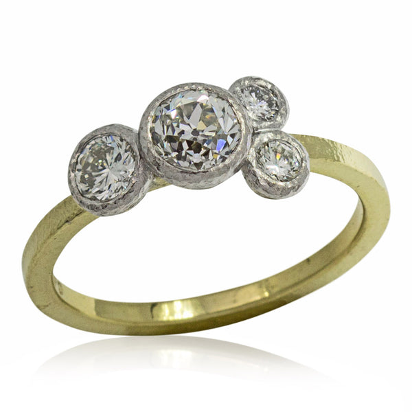 Custom Diamond Ring in palladium and 18k gold 