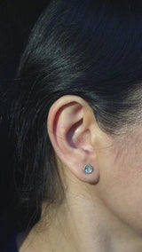 Irregular Round Tiny Dew Pond Diamond Stud Earrings